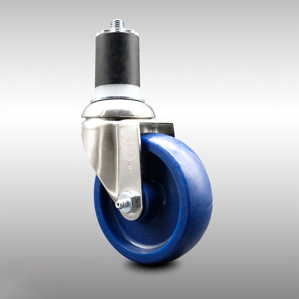 4 Inch 316SS Solid Polyurethane Wheel Swivel 1-7/8 Inch Expanding Stem Caster